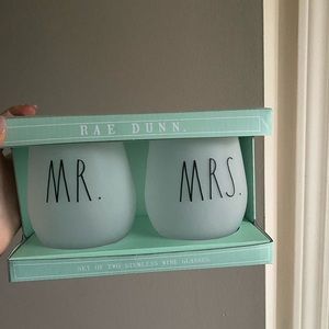 Rae Dunn Mr & Mrs Wine Glasses